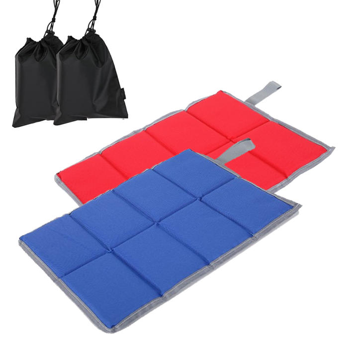 OmHome Almohadilla para sentarse, 2 piezas de almohadilla de espuma para asiento de senderismo plegable, almohadilla de asiento impermeable para acampar con bolsas de almacenamiento, tapete de espuma plegable para exteriores para senderismo, picnic, mochi