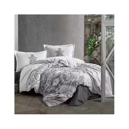 Dhestia Home Funda Nórdica Étnica 100% Algodón Turco Cierre Botones Azkaro Gris - 1