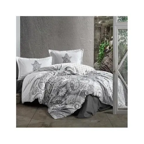 Dhestia Home Funda Nórdica Étnica 100% Algodón Turco Cierre Botones Azkaro Gris - 1