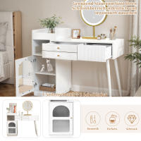 Set de tocador con Espejo LED E iluminación en 3 Colores, tocador de Madera with 3 cajas y aparador, extensible-Dimensiones Diseño: 120/A90/D40 cm (taburete no incluido) - details 7