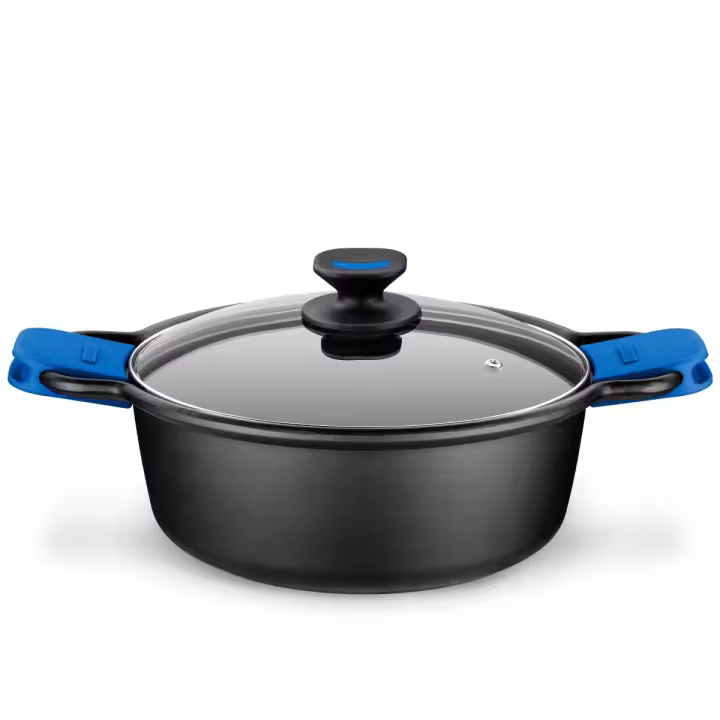 Monix Solid Plus - Cacerola o cazuela alta de aluminio fundido Negra. De 20 a 32 cm para cocina de gas vitrocerámica inducción. - 1