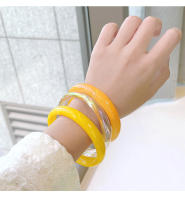 Juego De 3 Pulseras De Resina Acrílica Vintage Para Mujer Joyería Coreana Cuff Con Encantos Diseñador Redondo Regalos Nuevos - details 2