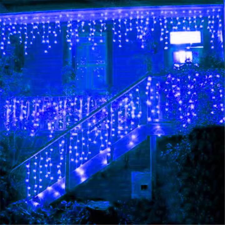 Guirnalda De Navidad LED Cortina De Lámparas De Hielo Cadena De Luces LED Para Exterior Jardín Calle Decoración 4x0.6M Instalación Auto Contenida - 1