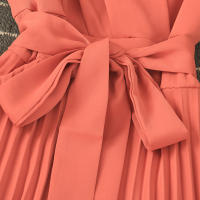 Nuevo Vestido De Verano 2026 Para Mujer Estilo Casual Con Cuello En V Manga Corta Lace up Pleated Chiffon Vestido De Cintura Alta - details 11