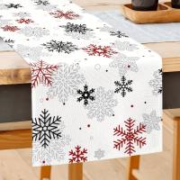 1pc Telar De Lino Caminante De Navidad Feliz Patrón De Copo De Nieve Decoración Para Mesa De Boda Accesorios De Fiesta De Vacaciones - details 1