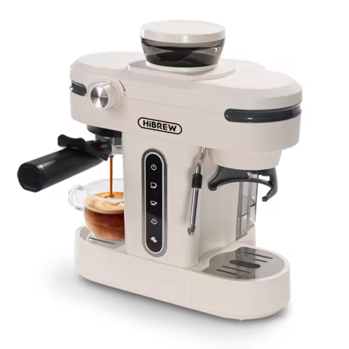 Máquina de Café Espresso HiBREW H14, 20 Bares de Alta Presión, Configuración de Molinillo de 15 Marchas, Función de Pre-Infusión, Control de Temperatura NTC, Ajuste de Capacidad de Taza - Beige - 1