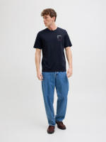 Jack & Jones Hombre Pack 3 Camisetas de Algodón Serie JJVERNER  Color White - Sky Captian - Black logo estampado Moda Casual Informal REF 269314 - details 3
