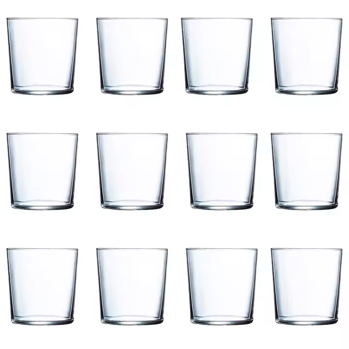 Tradineur - Set de 12 vasos de cristal modelo Ruta, vasos clásicos para agua, bebidas, resistentes, aptos para lavavajillas (36 cl, 9 x 8,5 cm) - 1