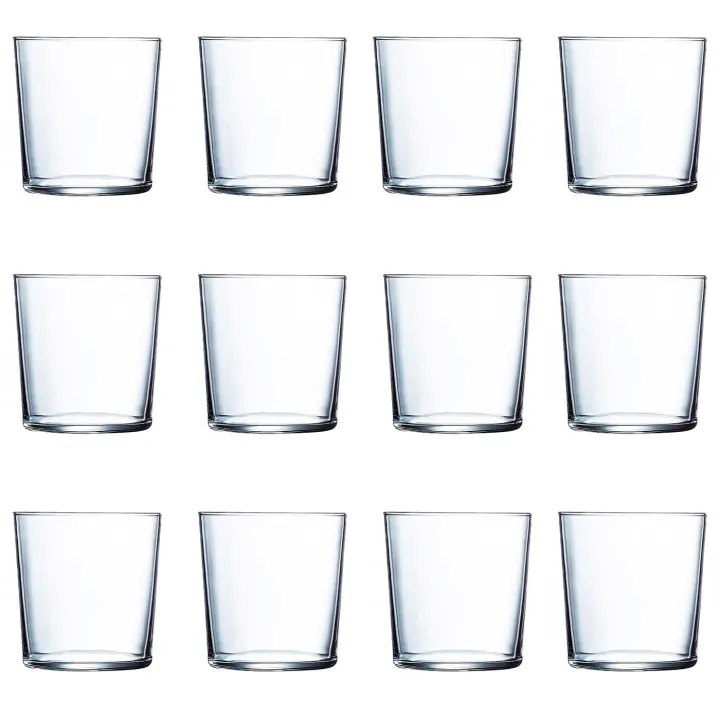 Tradineur - Set de 12 vasos de cristal modelo Ruta, vasos clásicos para agua, bebidas, resistentes, aptos para lavavajillas (36 cl, 9 x 8,5 cm) - 1