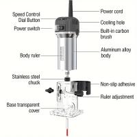 Máquina de recorte eléctrica de 6 velocidades, 800W, 33000rpm, fresado de carpintería, grabado a mano, enrutador de bordes de madera, recortadora, herramientas eléctricas para el hogar, bricolaje - details 4