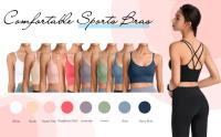 Deportivo De Mujer En Nylon Con Espalda Cruzada Y Aros Sin Costuras Almohadillado Para Gimnasio Yoga Correr Top Corto Transpirable - details 5