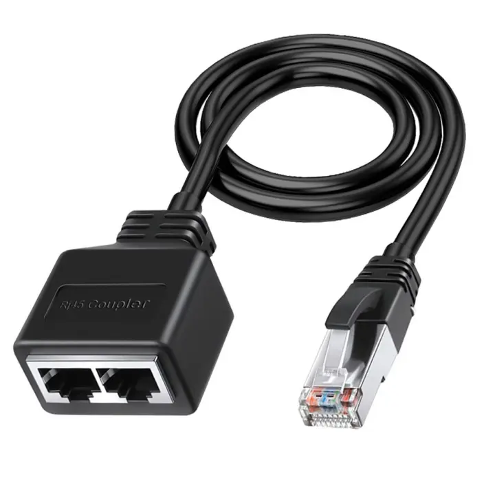 Adaptador Ethernet LAN RJ45 macho a 2 hembra, Cable Adaptador de red LAN, divisor RJ45 1 a 2 - 1