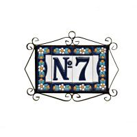 Letras y números de cerámica 7.5cm. (3") para la pared - Letras y números esmaltados - Modelo "AZUL-ARTE" - Ceramic tile letters/numbers - - details 1