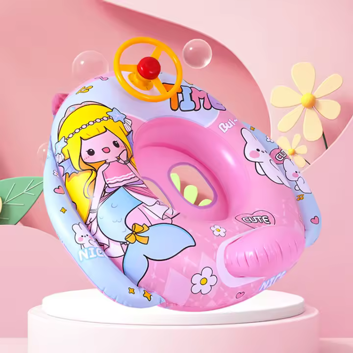 Anillo Inflable De Natación Para Niños Con Volante Juguete Acuático Para Piscina Y Playa PVC Seguro Para Bebés De 0-3 Años - 1