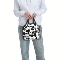 Bolsa De Almuerzo a Prueba De Calor Con Estampado De Vaca Reutilizable Para Camping Picnics Y Salidas a La Playa Diseño Negro Y Blanco Oxford Resistente - details 7