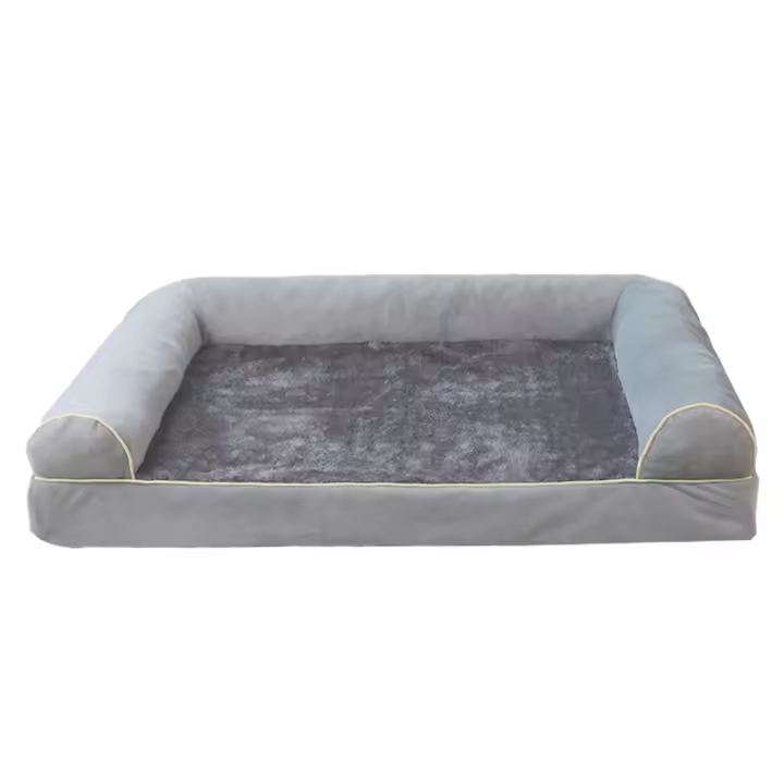 1pc Sofá para Perros, Estampado Sólido, Forma Rectangular, con Relleno de Fibra de Poliéster Desmontable, Sofá de Peluche para Perros con Funda Extraíble, para Todas las Razas, Cama para Mascotas Lavar en Máquina - 1
