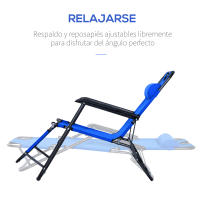 Outsunny Tumbona Reclinable y Plegable con Respaldo Ajustable Reposabrazos Almohada y Reposapiés para Jardín Terraza Carga 136 kg 118x60x80 cm - details 3