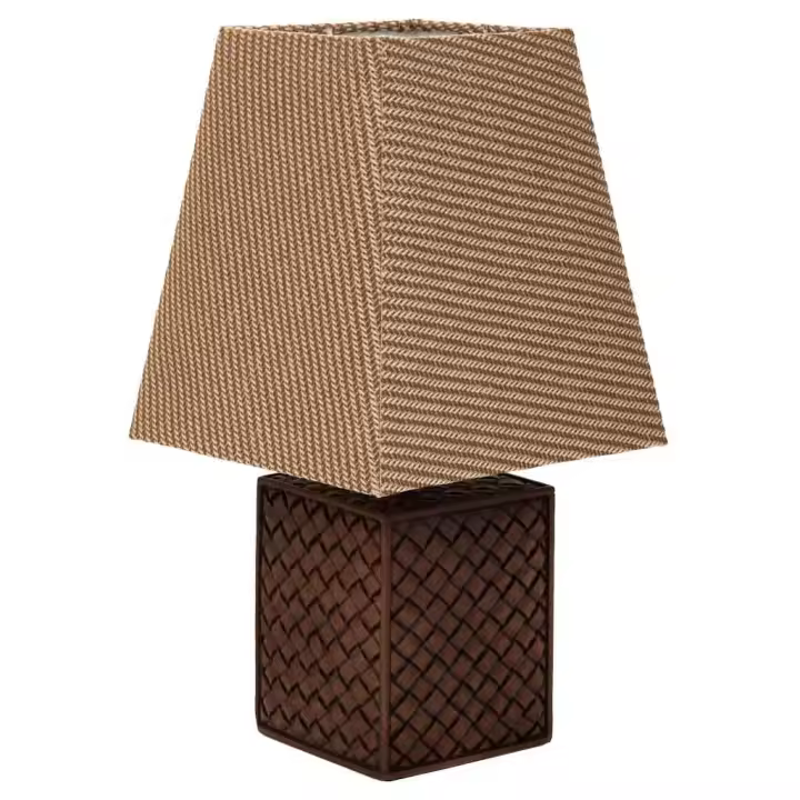 WANDERLUST DECO Lámpara de Mesa Poliresina Marrón Base 13,5x13,5x24,5h Pantalla 23x23x25h - 1