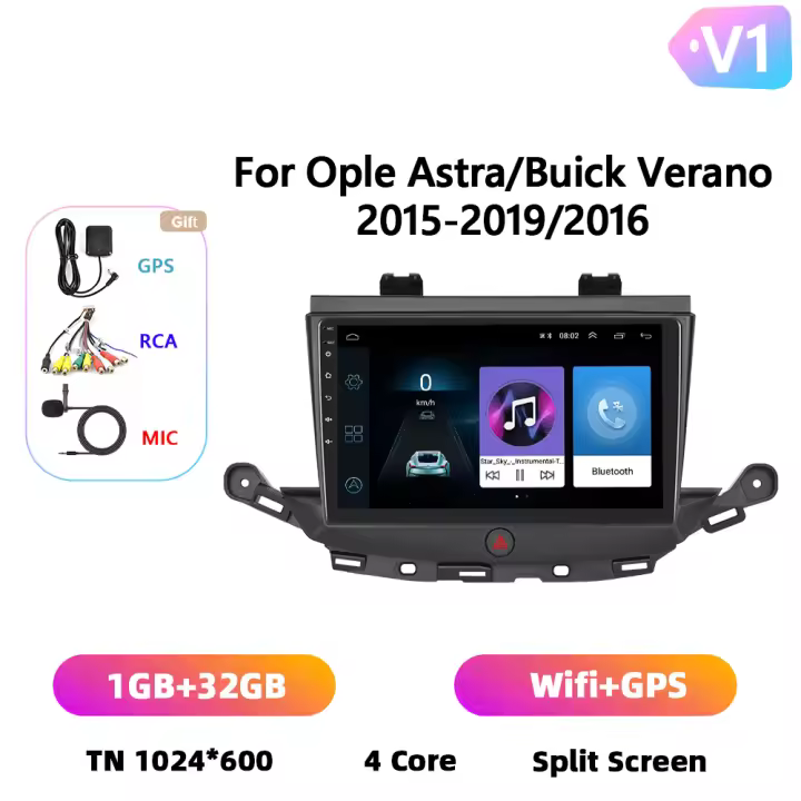 Podofo Radio de coche Android 2 Din para Ople Astra 2015-2019 Buick Verano 2016 Carplay 8+128GB AI Voice WIFI+4G DSP GPS Navegación Multimedia Reproductor de Video - 1