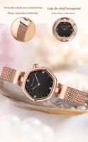 Reloj De Cuarzo Hannah Martin Para Mujer Con Correa De Malla De Acero Inoxidable Y Movimiento Importado Moda Geométrica Resistente Al Agua Y Al Choque - details 4