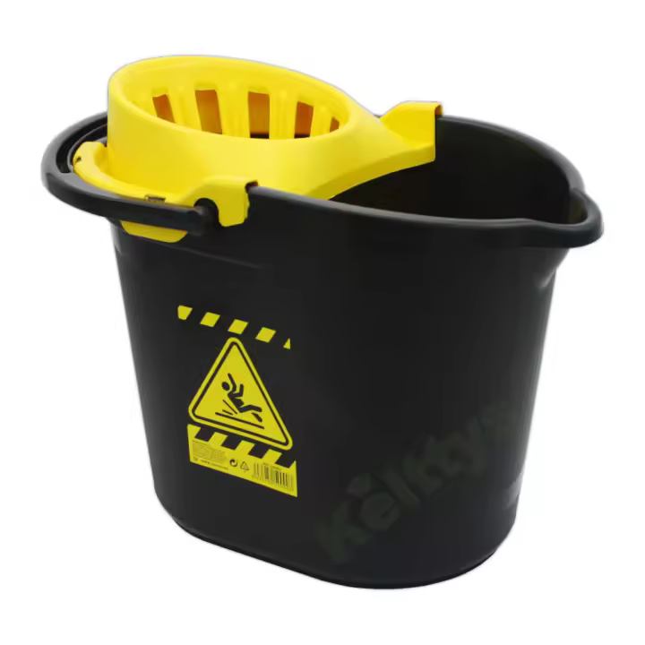 Cubo con escurridor 15L para fregona con señal de suelo mojado - 1
