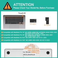 Funda Para Teclado Para MacBook Air 13.6" 15.2" A3113 A3114 A2941 A3401 A3186 A3185 A3403 Compatible Con M4 M3/M2/M1Chip pro 14.2/16 Silicona Impermeable Y Antipolvo - details 0