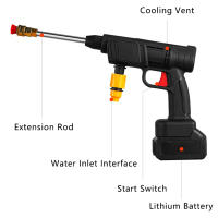 Hidrolimpiadora inalámbrica de alta presión a batería, pistola de agua portátil para lavado de autos, 30 bar + batería - details 9