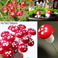Miniaturas De Setas Para Jardín Faeérico Miniaturas De Resina Para Terrarios Decoraciones Artificiales Y Palos De Artesanía De 100/50/10 Piezas - details 0