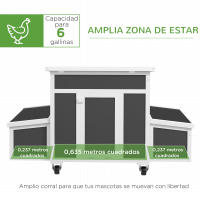 PawHut Gallinero de Madera 147x93,5x89,5 cm Gallinero para Exterior con Ventana Puerta Nido Bandeja Extraíble y Perchas Jaula para 1-6 Gallinas Gris Oscuro - details 3