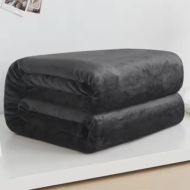 Manta De Flanela Para Camas Invierno 230Gsm Azul Sólido Suave Cálida Delgada Coral Fleece Cobija De Sofa Falso Pelo Escocés - 1