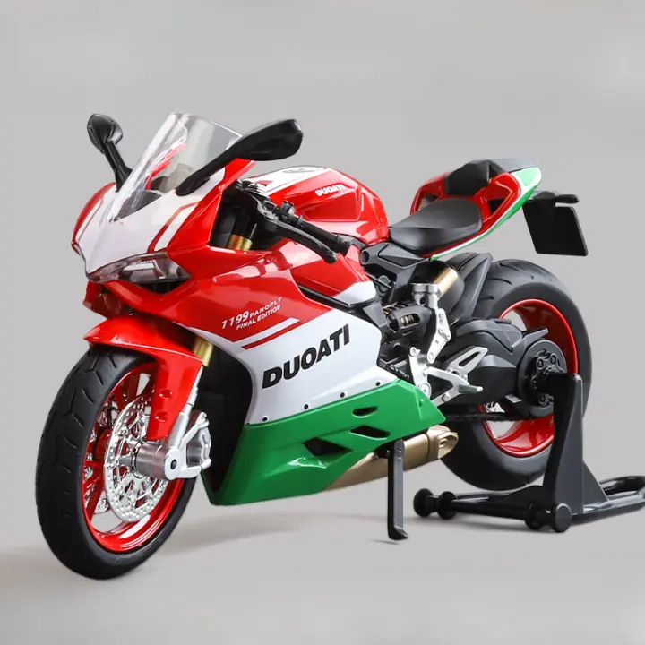 Moto De Carreras 1/12 Modelo De Coche Juguete De Aleación Con Absorción De Choques Ruedas Delanteras Giratorias Luz Y Sonido Para Niños - 1