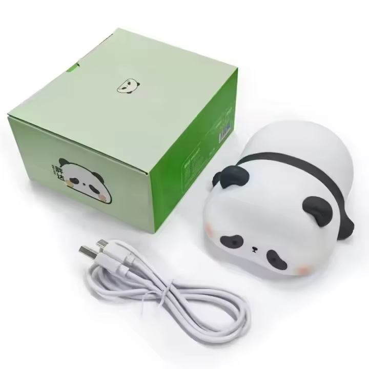 Lámpara Nocturna De Silicona Suave Con Diseño De Panda LED Recargable Para Dormitorio Regalo Para Niños Luz Nocturna Ajustable Y Dimmable Con Sensor De Toque - 1