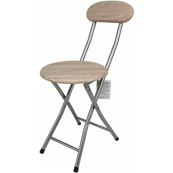 Maxia Market Taburete Plegable de Cocina - Silla Plegable de Metal y Madera - Silla Apta para Interior y Exterior - Alto. 73 cm x Diámetro. Ø30 cm - 1