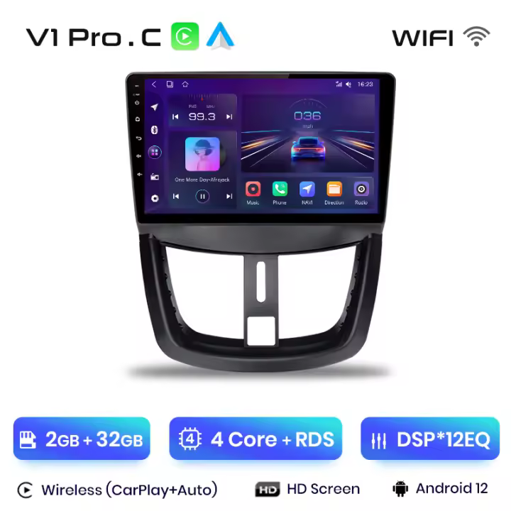 Junsun Tech Android 13 Radio Para PEUGEOT 207 2006 2007 2008 2009 2010 2011 2012 2013 2014 2015 DSP Navegación GPS Reproductor Multimedia 2 DIN Inalámbrico CarPlay Android Auto Radio - 1