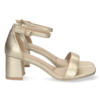 PuntoSalao Sandalias doradas tacón bajo para fiesta hebilla : Las sandalias doradas tacón bajo para fiesta hebilla son muy elegantes, se ajustan al tobillo con una pulsera y cierre de hebilla - details 0