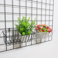 Cesta De Almacenamiento Decorativa De Metal Estante Colgante De Flor De Hierro Para Decoración De Pared Marco Montado Rack De Malla Para El Hogar - details 6