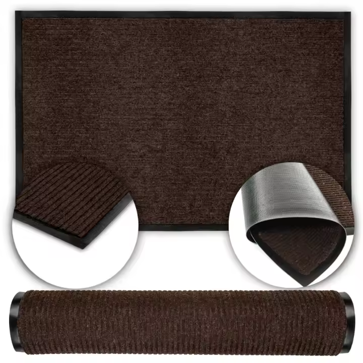 Felpudo de entrada, felpudo grande, marrón, para exterior, 80 x 120 cm - 1