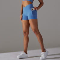 Shorts Deportivos Sin Costuras Cintura Alta Push up Yoga Elásticos Para Gimnasio Y Correr Shorts Transpirables De Poliéster Y Nylon - details 4