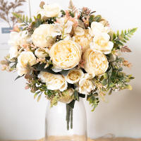 Kahaul Flores Artificiales De Seda Otoño Colores Hydrangea Peonías Rosas Para Decoración De Hogar Y Bodas Arreglo Floral Falso Para Eventos - details 0