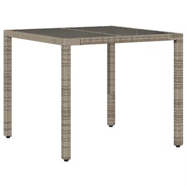 Mesa de Jardín superficie De Vidrio gris 90x90x75 cm - 1