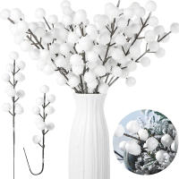 5/10/20Pcs Rama De Berries Blancas Simulación De 20cm Para Artesanía Y Decoración Navideña Artificial Plantón Ornamento Para Casa DIY - details 0