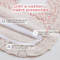 Bebé Bibs Impresión Floral Toalla De Saliva Ajustable Con Cierre De Encaje Muselina Algodón Ropa De Baño Para Niñas Arco Iris a Grado - details 3