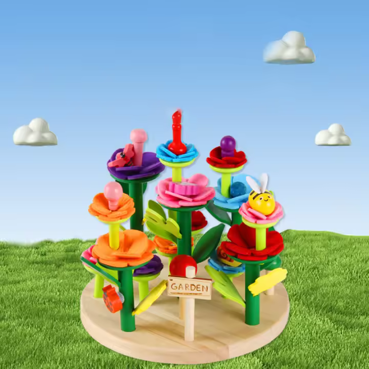 Juego Educativo De Jardín De Flores En Madera Montessori Para Niñas Juguetes Creativos De Arreglo Floral Para Niños De 2 a 4 Años - 1