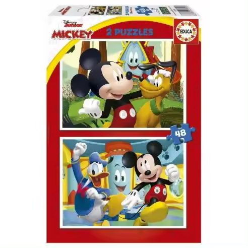 PUZZLE MICKEY 2X48-PIEZAS EDUCA BORRAS Raíz EDADES EDAD DE 3 A 6 AÑOS Todos los juguetes PUZZLES NIÑOS - 1