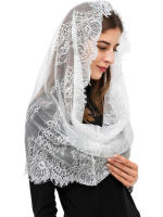 Velas De Encaje Blanco/ Negro Para Iglesia Mantilla Católica Cubierta De Cabeza Para Mujeres De Boda Tipo De Headband Material De Encaje - details 5