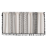 Cortina Bohemia Vintage Con Borlas Valance Corta Translúcida Para Cocina Sala De Estar Dormitorio Con Bolsillo Para Rodillo - details 19