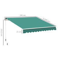 Outsunny Toldo Manual Retráctil 295x245 cm Toldo para Balcón con Manivela de Metal Impermeable y Anti-UV Toldo Enrollable de Exterior para Jardín Terraza Ventanas - details 2