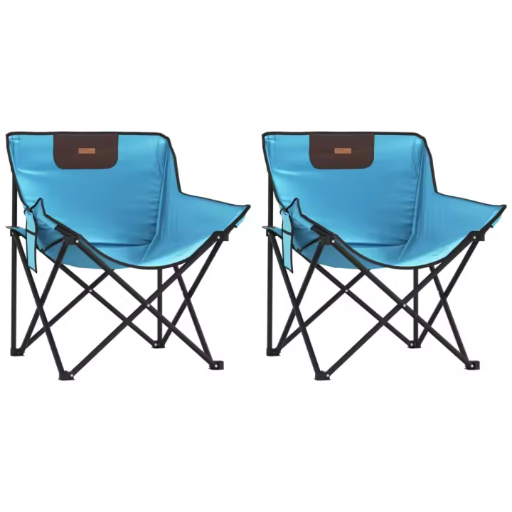 Sillas de camping con Bolso de 2 Unidades Azul Claro - 1