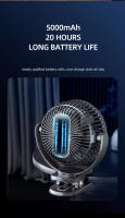Ventilador De Clip Recargable 5000mAh 5 Pulgadas Silencioso Y Fuerte Para Babero De Carrito De Bebé Camping Exteriores USB Para El Hogar - details 6