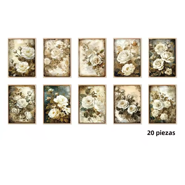 20pcs Flower Dance A6 (14x10 Cm) Cuaderno Decorado DIY Estilo Retro Para Decoración De Vaso Patineta Guitarra Juguete Clásico Scrapbook - 1